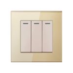 Casa si Gradina - Electrice - Distributie electrica si comanda - Intrerupatoare - Intrerupator Triplu Cap Scara Cu Panou Din Sticla Securizata Techstar® TGS 01, 220V, 16A, 86 X 86 Mm, Gri, cu 3 Faze - Infinity.ro