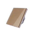 Casa si Gradina - Electrice - Distributie electrica si comanda - Intrerupatoare - Intrerupator Touch Techstar® TG02, Sticla Securizata, Design Modern, Iluminare LED, 2 Faze, Auriu - Infinity.ro