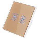 Casa si Gradina - Electrice - Distributie electrica si comanda - Intrerupatoare - Intrerupator Touch Techstar® TG02, Sticla Securizata, Design Modern, Iluminare LED, 2 Faze, Auriu - Infinity.ro