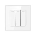 Casa si Gradina - Electrice - Distributie electrica si comanda - Intrerupatoare - Intrerupator Triplu Cap Scara Cu Panou Din Sticla Securizata Techstar® TGS 01, 220V, 16A, 86 X 86 Mm, Negru, cu 3 Faze - Infinity.ro