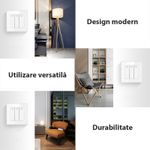 Casa si Gradina - Electrice - Distributie electrica si comanda - Intrerupatoare - Intrerupator Triplu Cap Scara Cu Panou Din Sticla Securizata Techstar® TGS 01, 220V, 16A, 86 X 86 Mm, Negru, cu 3 Faze - Infinity.ro