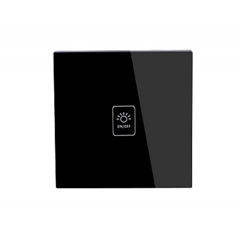 Casa si Gradina - Electrice - Distributie electrica si comanda - Intrerupatoare - Intrerupator Touch Techstar® TG02, Sticla Securizata, Design Modern, Iluminare LED, 1 Faza, Negru - Infinity.ro