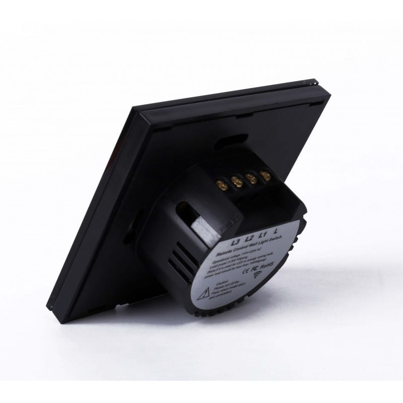 Casa si Gradina - Electrice - Distributie electrica si comanda - Intrerupatoare - Intrerupator Touch Techstar® TG02, Sticla Securizata, Design Modern, Iluminare LED, 1 Faza, Negru - Infinity.ro