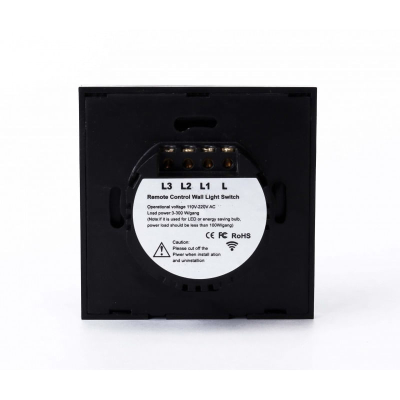 Casa si Gradina - Electrice - Distributie electrica si comanda - Intrerupatoare - Intrerupator Touch Techstar® TG02, Sticla Securizata, Design Modern, Iluminare LED, 1 Faza, Negru - Infinity.ro