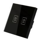 Casa si Gradina - Electrice - Distributie electrica si comanda - Intrerupatoare - Intrerupator Touch Techstar® TG02, Sticla Securizata, Design Modern, Iluminare LED, 2 Faze, Negru - Infinity.ro