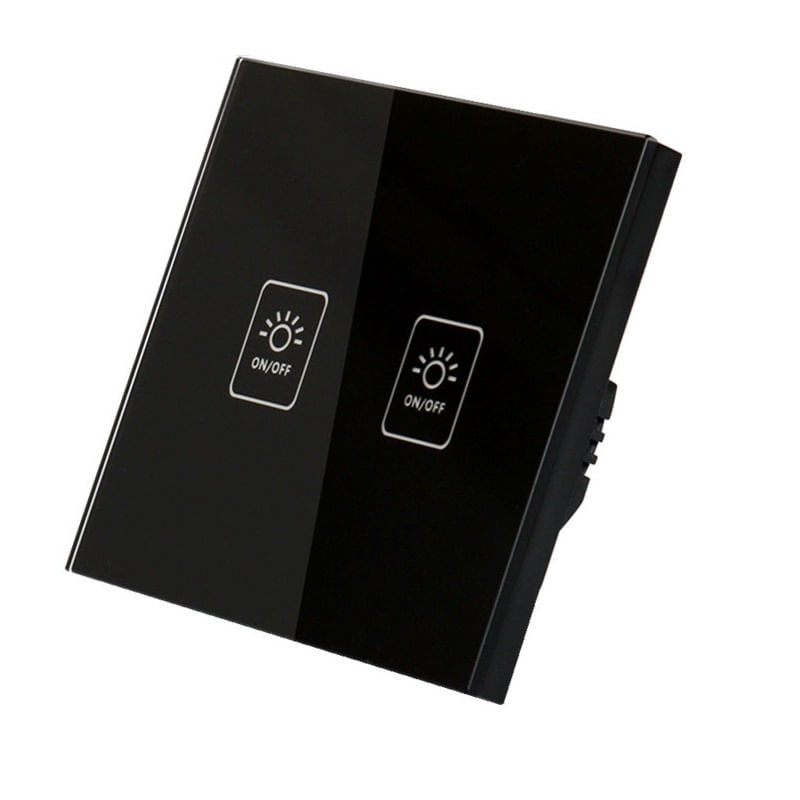 Casa si Gradina - Electrice - Distributie electrica si comanda - Intrerupatoare - Intrerupator Touch Techstar® TG02, Sticla Securizata, Design Modern, Iluminare LED, 2 Faze, Negru - Infinity.ro