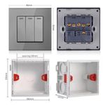 Casa si Gradina - Electrice - Distributie electrica si comanda - Intrerupatoare - Intrerupator Triplu Cap Scara Cu Panou Din Sticla Securizata Techstar® TGS 01, 220V, 16A, 86 X 86 Mm, Gri, cu 3 Faze - Infinity.ro