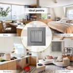 Casa si Gradina - Electrice - Distributie electrica si comanda - Intrerupatoare - Intrerupator Triplu Cap Scara Cu Panou Din Sticla Securizata Techstar® TGS 01, 220V, 16A, 86 X 86 Mm, Gri, cu 3 Faze - Infinity.ro