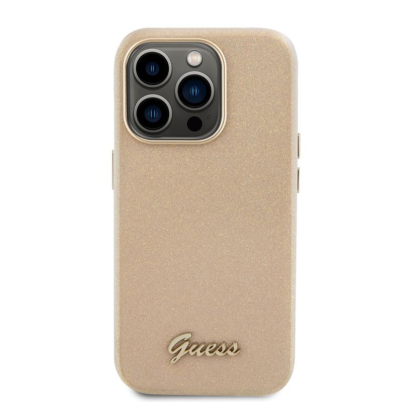 Laptop, Telefoane si Tablete - Telefoane mobile si accesorii - Accesorii Telefoane - Huse telefoane - Husa pentru iPhone 15 Pro - Guess Glitter Glossy Script (GUHCP15LPGMCSD) - Sparkle Bej - Infinity.ro