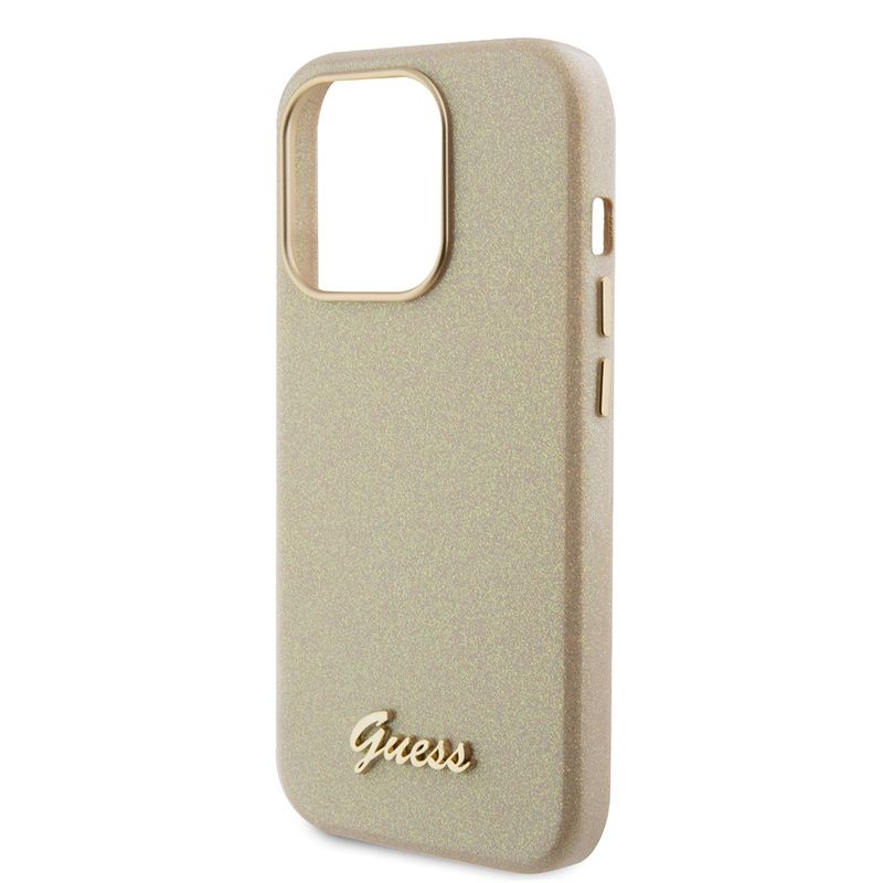 Laptop, Telefoane si Tablete - Telefoane mobile si accesorii - Accesorii Telefoane - Huse telefoane - Husa pentru iPhone 15 Pro - Guess Glitter Glossy Script (GUHCP15LPGMCSD) - Sparkle Bej - Infinity.ro