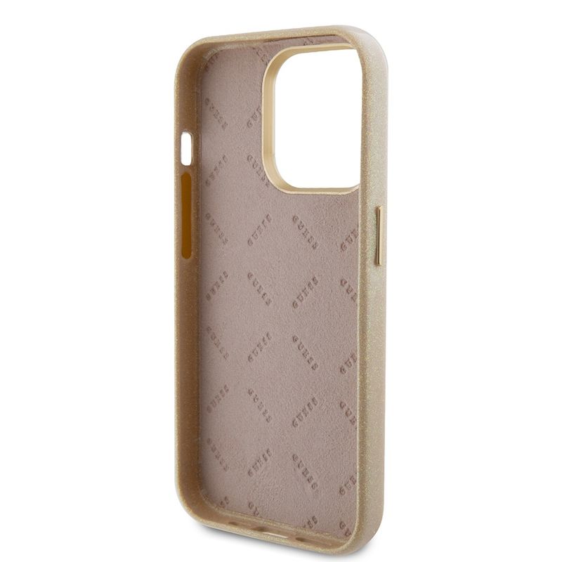 Laptop, Telefoane si Tablete - Telefoane mobile si accesorii - Accesorii Telefoane - Huse telefoane - Husa pentru iPhone 15 Pro - Guess Glitter Glossy Script (GUHCP15LPGMCSD) - Sparkle Bej - Infinity.ro