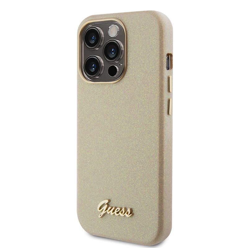 Laptop, Telefoane si Tablete - Telefoane mobile si accesorii - Accesorii Telefoane - Huse telefoane - Husa pentru iPhone 15 Pro - Guess Glitter Glossy Script (GUHCP15LPGMCSD) - Sparkle Bej - Infinity.ro