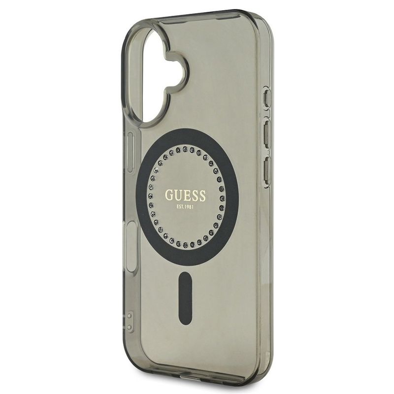 Laptop, Telefoane si Tablete - Telefoane mobile si accesorii - Accesorii Telefoane - Huse telefoane - Husa pentru iPhone 16 - Guess IML Rhinestones MagSafe (GUHMP16SPFTDTEK) - Negru - Infinity.ro