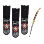 Sport si Outdoor - Camping - Accesorii camping si drumetii - Set model spaniol 18 cm si trei sprayuri cu piper, auto-aparare, 90 ml - Infinity.ro