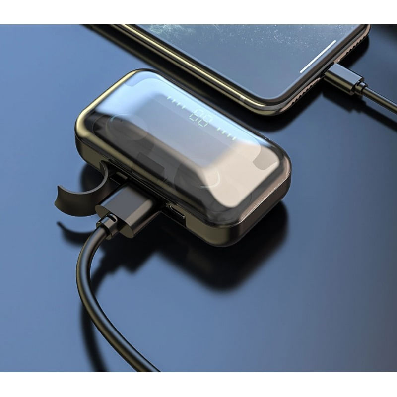 TV, Audio-Video si Foto - Portabile audio - Casti audio - Casti F9 Smart Techstar®, Wireless, Bluetooth V5.0, SplashResistent, Touch, iOS, 1200mAh, Android, Negru - Infinity.ro