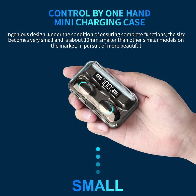 TV, Audio-Video si Foto - Portabile audio - Casti audio - Casti F9 Smart Techstar®, Wireless, Bluetooth V5.0, SplashResistent, Touch, iOS, 1200mAh, Android, Negru - Infinity.ro