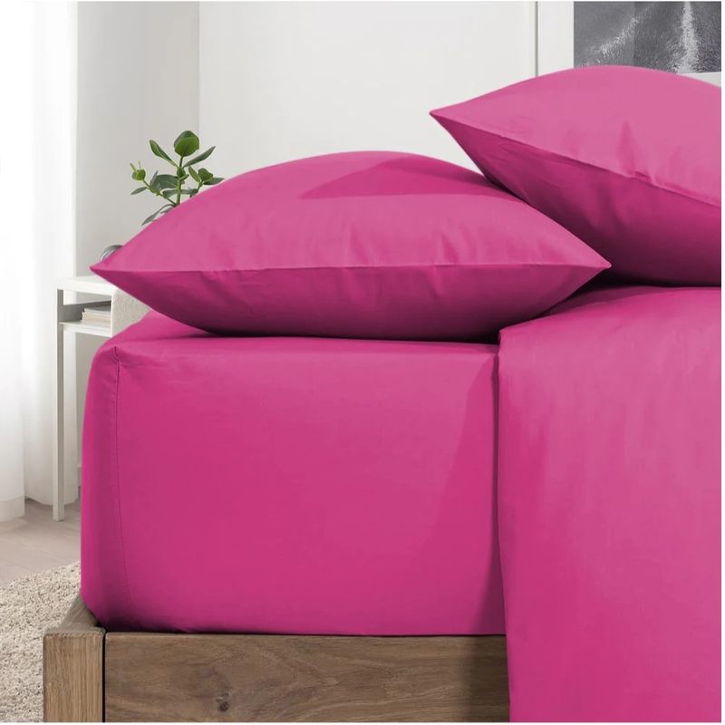 Casa si Gradina - Textile si covoare - Lenjerii de pat - Fete de perna - Set 2 Fete de perna Kotonia Home, 100% bumbac, ranforce color uni, dimensiunea 50x80 cm, fuxia - Infinity.ro