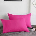 Casa si Gradina - Textile si covoare - Lenjerii de pat - Fete de perna - Set 2 Fete de perna Kotonia Home, 100% bumbac, ranforce color uni, dimensiunea 50x80 cm, fuxia - Infinity.ro