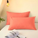 Casa si Gradina - Textile si covoare - Lenjerii de pat - Fete de perna - Set 2 Fete de perna Kotonia Home, 100% bumbac, ranforce color uni, dimensiunea 50x80 cm, piersica - Infinity.ro