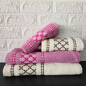 Set 4 prosoape Kotonia Home - Family Carry, 100% Bumbac, dimensiune 50x90 cm si 70x140 cm, Multicolor