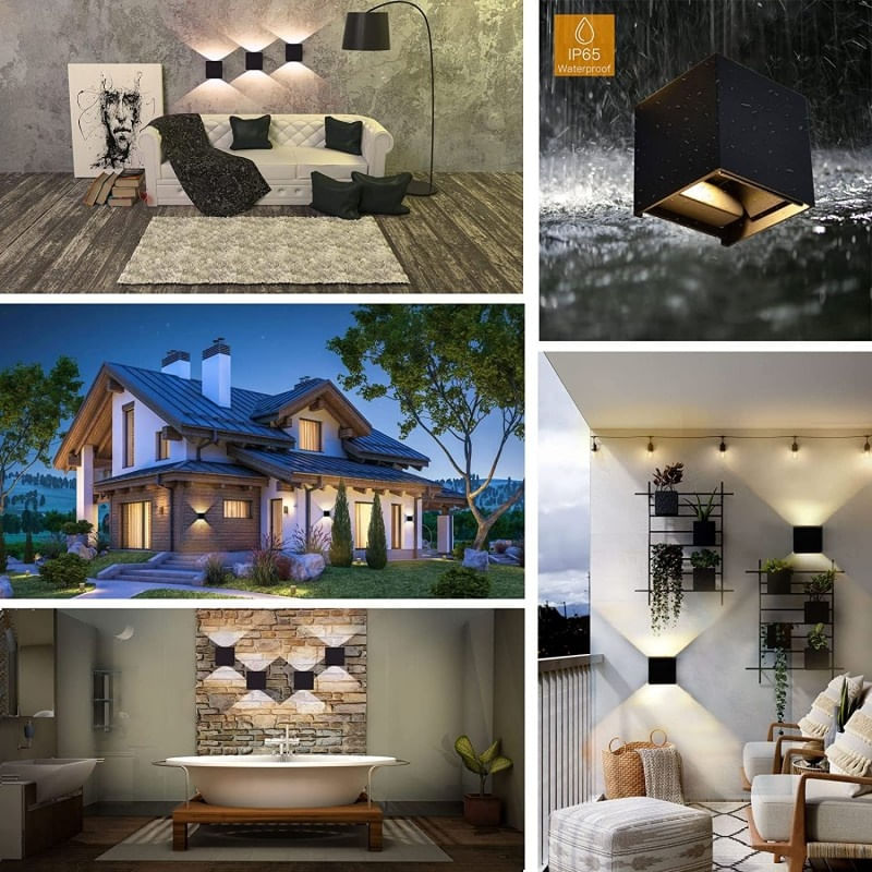 Casa si Gradina - Corpuri si surse de iluminat - Plafoniere, aplice si spoturi - Aplica Exterior Techstar® LED Light CUBE , Putere 6W, A+, Rezistenta la Apa si Praf, Alb Cald, 3000K, Aluminiu, Negru - Infinity.ro