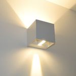 Casa si Gradina - Corpuri si surse de iluminat - Plafoniere, aplice si spoturi - Aplica LED De Perete Interior/Exterior Techstar® tip Cub, Putere 6W, Culoare Lumina 4000K, 1100 Lm, 10x10 Cm, IP 65, Alb - Infinity.ro