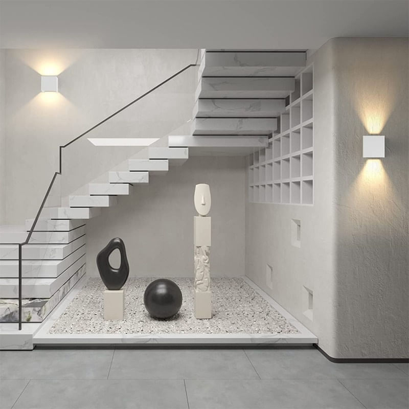 Casa si Gradina - Corpuri si surse de iluminat - Plafoniere, aplice si spoturi - Aplica LED De Perete Interior/Exterior Techstar® tip Cub, Putere 6W, Culoare Lumina 4000K, 1100 Lm, 10x10 Cm, IP 65, Alb - Infinity.ro