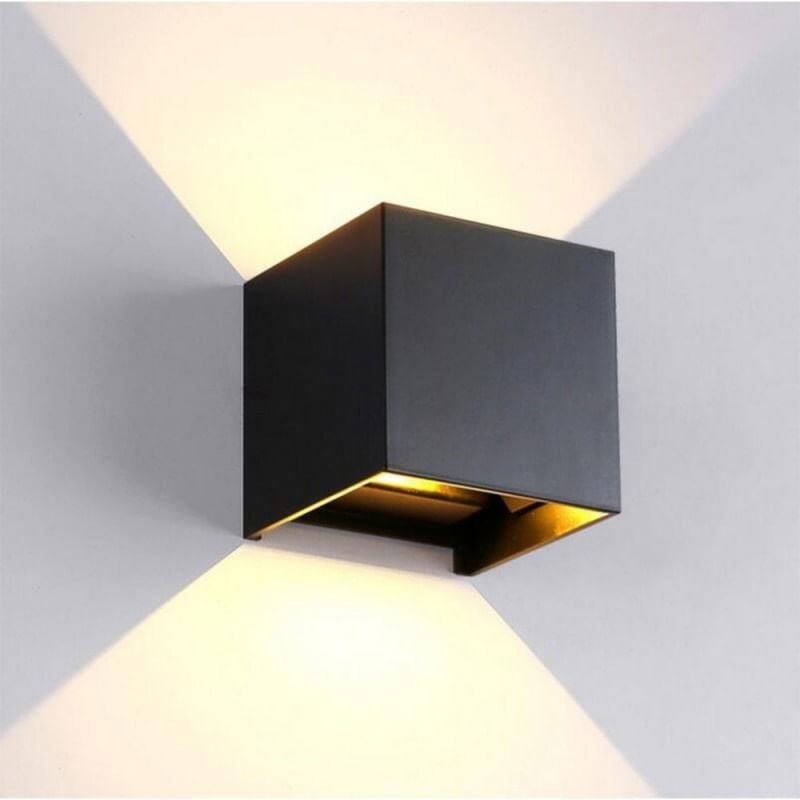 Casa si Gradina - Corpuri si surse de iluminat - Plafoniere, aplice si spoturi - Aplica LED De Perete Interior/Exterior Techstar®, Putere 6W, Culoare Lumina 4000K, 600 Lm, 10x10 Cm, IP 65, Negru - Infinity.ro