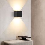 Casa si Gradina - Corpuri si surse de iluminat - Plafoniere, aplice si spoturi - Aplica LED de perete Interior/Exterior Techstar®, Putere 6W, Culoare Lumina 3000K, 600 lm, 10x10 cm, IP 65, Negru - Infinity.ro