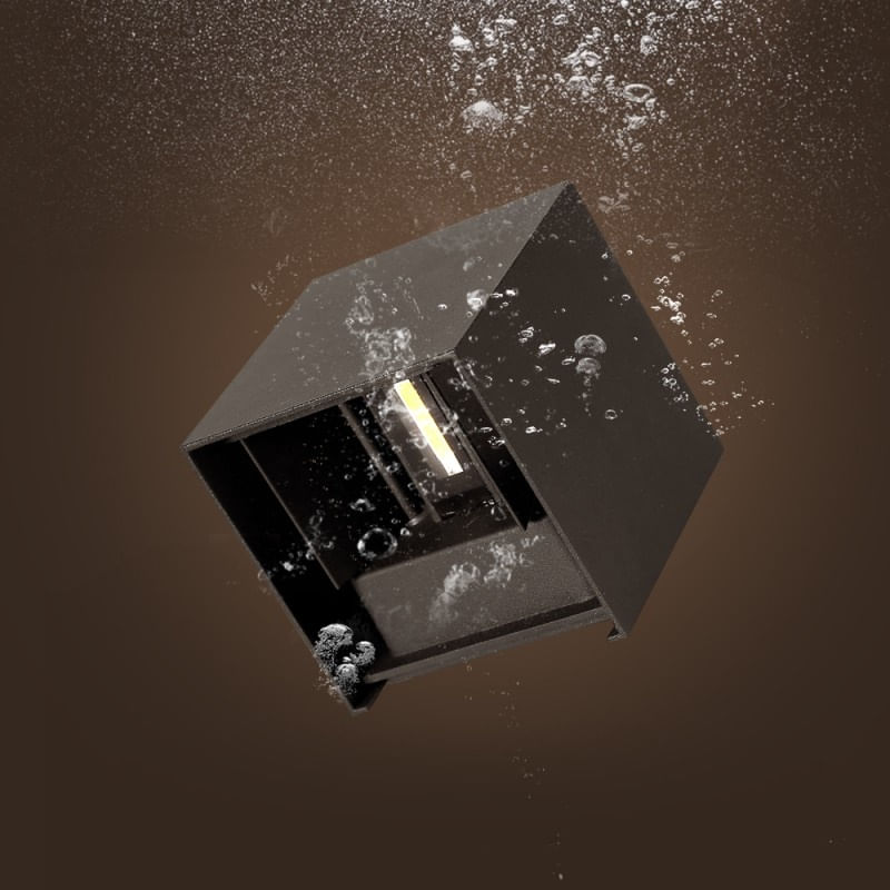 Casa si Gradina - Corpuri si surse de iluminat - Plafoniere, aplice si spoturi - Aplica LED de perete Interior/Exterior Techstar®, Putere 6W, Culoare Lumina 3000K, 600 lm, 10x10 cm, IP 65, Negru - Infinity.ro