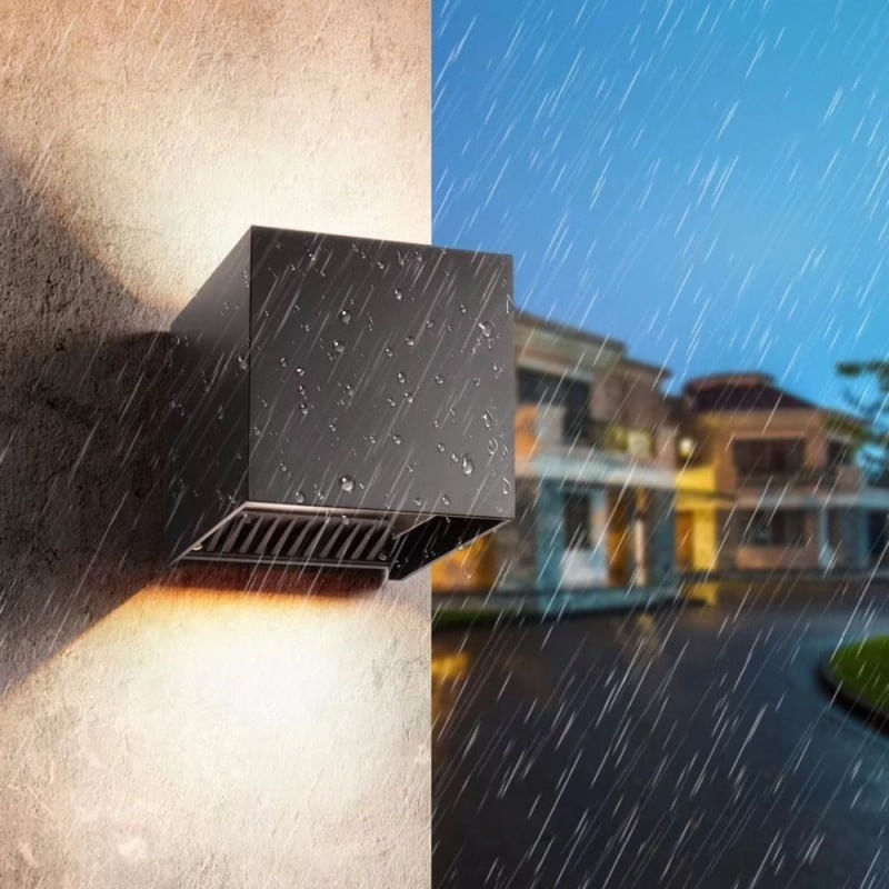 Casa si Gradina - Corpuri si surse de iluminat - Plafoniere, aplice si spoturi - Aplica Exterior Techstar® LED Light CUBE , Putere 6W, A+, Rezistenta la Apa si Praf, Alb Rece, 6000K, Aluminiu, Negru - Infinity.ro