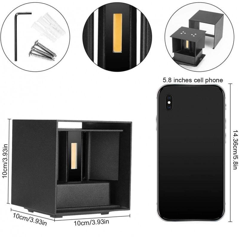 Casa si Gradina - Corpuri si surse de iluminat - Plafoniere, aplice si spoturi - Aplica Exterior Techstar® LED Light CUBE , Putere 6W, Rezistenta la Apa si Praf, Alb Natural, 4000K, Aluminiu, Negru - Infinity.ro