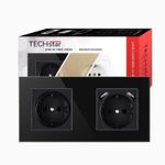 Casa si Gradina - Electrice - Prize - Priza Techstar® Crystal TSU2, Dubla, 2 x USB, 2.1 A, Culoare Negru Onyx, Sticla Securizata, 16A - Infinity.ro