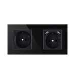 Casa si Gradina - Electrice - Prize - Priza Techstar® Crystal TSU2, Dubla, 2 x USB, 2.1 A, Culoare Negru Onyx, Sticla Securizata, 16A - Infinity.ro