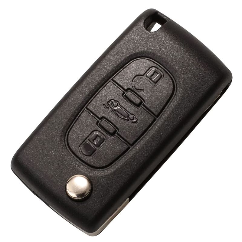 Auto si Moto - Electronice auto - Sisteme de inchidere centralizata - Cheie Auto Completa tip Briceag cu 3 butoane, Compatibila Citroen si Peugeot, include Telecomanda 433 MHz si cip ID46 - Infinity.ro