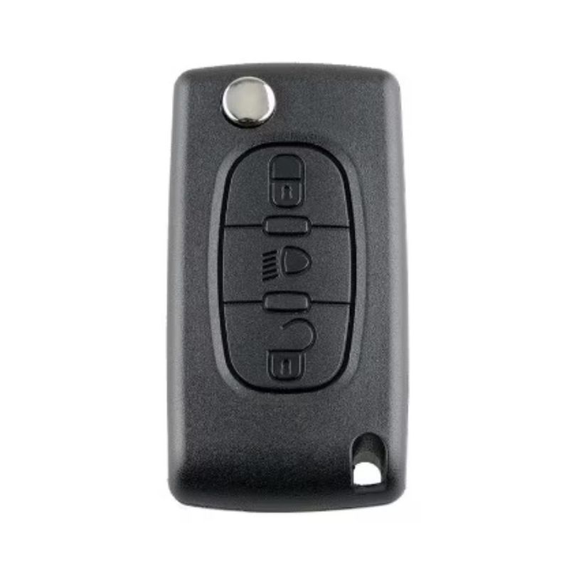 Auto si Moto - Electronice auto - Sisteme de inchidere centralizata - Cheie Auto Completa tip Briceag cu 3 butoane, Compatibila Citroen si Peugeot, include Telecomanda 433 MHz si cip ID46 - Infinity.ro