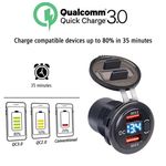 Laptop, Telefoane si Tablete - Telefoane mobile si accesorii - Accesorii Telefoane - Incarcatoare telefoane - Incarcator Auto QC3.0 Dual USB Rezistent la Apa cu Voltmetru si Comutator, Adaptor de Incarcare Rapida 12/24V, Afisaj - Infinity.ro