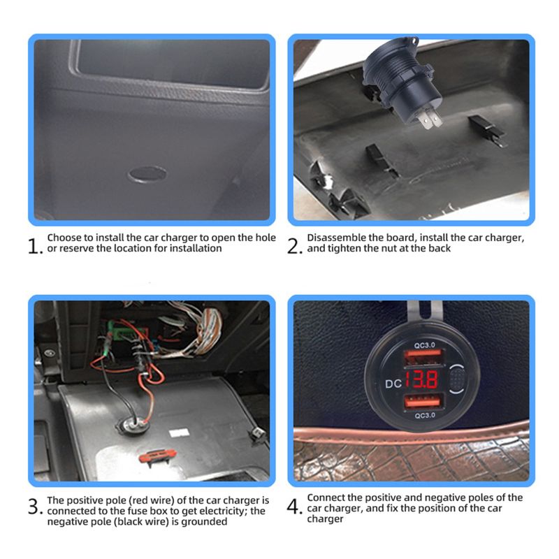 Laptop, Telefoane si Tablete - Telefoane mobile si accesorii - Accesorii Telefoane - Incarcatoare telefoane - Incarcator Auto QC3.0 Dual USB Rezistent la Apa cu Voltmetru si Comutator, Adaptor de Incarcare Rapida 12/24V, Afisaj - Infinity.ro