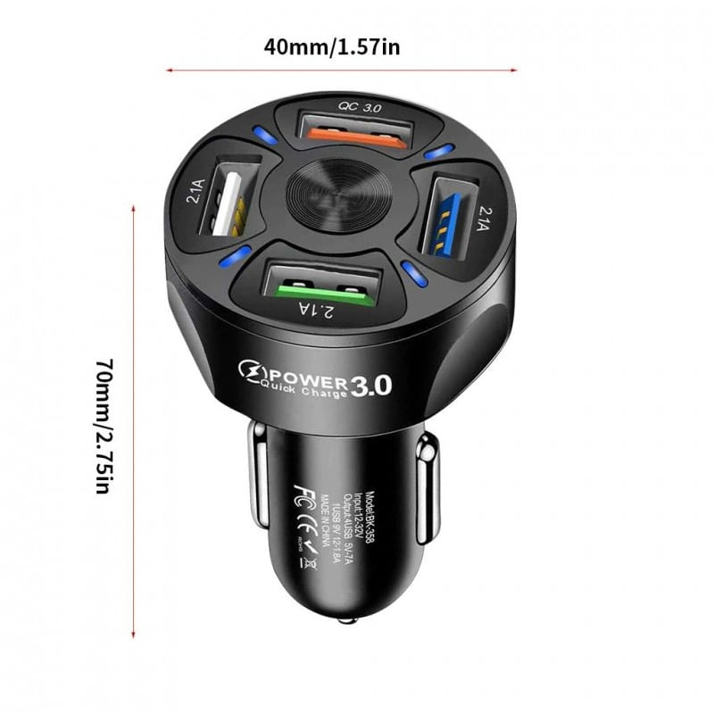 Laptop, Telefoane si Tablete - Telefoane mobile si accesorii - Accesorii Telefoane - Incarcatoare telefoane - Incarcator Auto Techstar® T-14, 1 USB x QC3.0, Incarcare Rapida 3 USB x 2.4A, Negru - Infinity.ro