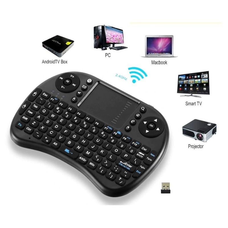 PC, gaming si accesorii - Periferice PC - Tastaturi - Tastatura Iluminata Wireless Techstar® i8, Air Mouse, cu Touchpad, pentru TV Box si Mini PC, Android TV, Smart TV, PC - Infinity.ro
