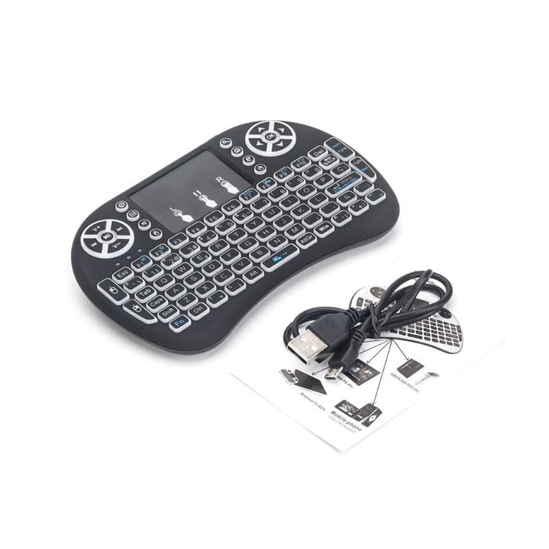 PC, gaming si accesorii - Periferice PC - Tastaturi - Tastatura Iluminata Wireless Techstar® i8, Air Mouse, cu Touchpad, pentru TV Box si Mini PC, Android TV, Smart TV, PC - Infinity.ro