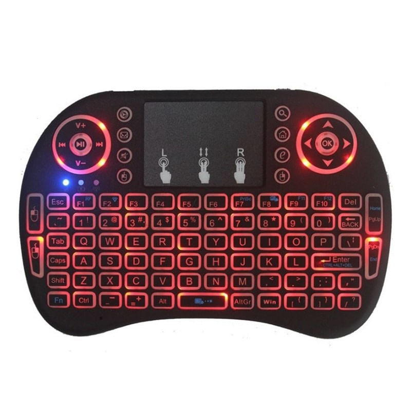 PC, gaming si accesorii - Periferice PC - Tastaturi - Tastatura Iluminata Wireless Techstar® i8 RGB Play, Air Mouse, cu Touchpad, pentru TV Box si Mini PC, Android TV, Smart - Infinity.ro