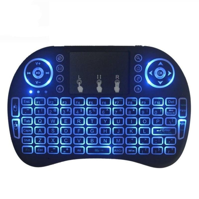 PC, gaming si accesorii - Periferice PC - Tastaturi - Tastatura Iluminata Wireless Techstar® i8 RGB Play, Air Mouse, cu Touchpad, pentru TV Box si Mini PC, Android TV, Smart - Infinity.ro