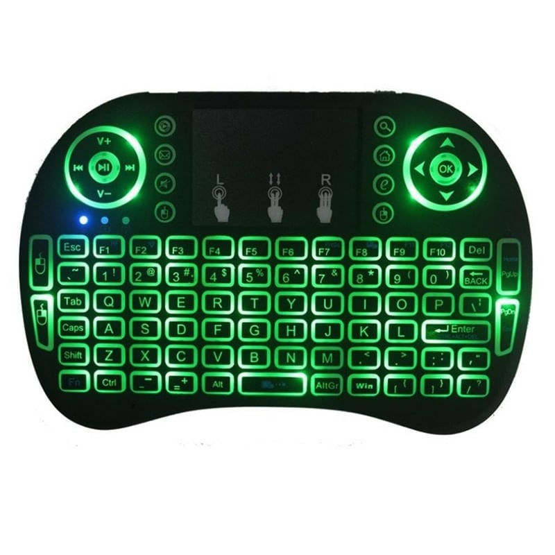 PC, gaming si accesorii - Periferice PC - Tastaturi - Tastatura Iluminata Wireless Techstar® i8 RGB Play, Air Mouse, cu Touchpad, pentru TV Box si Mini PC, Android TV, Smart - Infinity.ro