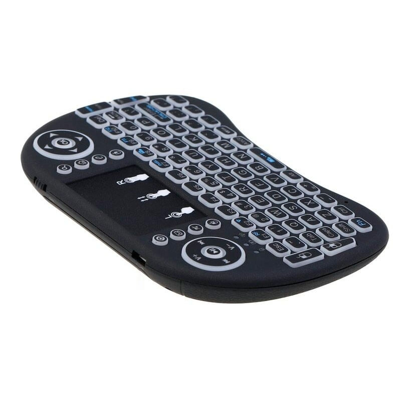 PC, gaming si accesorii - Periferice PC - Tastaturi - Tastatura Iluminata Wireless Techstar® i8 RGB Play, Air Mouse, cu Touchpad, pentru TV Box si Mini PC, Android TV, Smart - Infinity.ro
