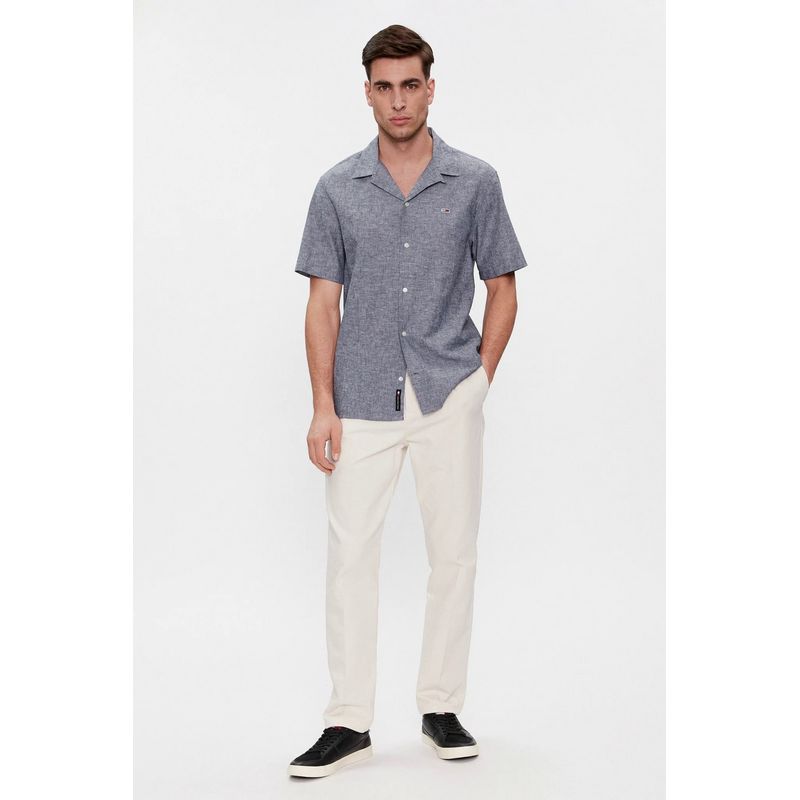 Fashion, accesorii si bijuterii - Barbati - Imbracaminte - Camasi barbati - Camasa Camp Tommy Jeans DM0DM18963, Bleumarin, 2XL INTL, Bleumarin - Infinity.ro