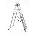 Casa si Gradina - Constructii - Scari si accesorii interioare - Scari aluminiu/ otel - Scara aluminiu, Metalkas, 3 tronsoane, 7 trepte, max 150 kg, 1.9-3.47 m - Infinity.ro