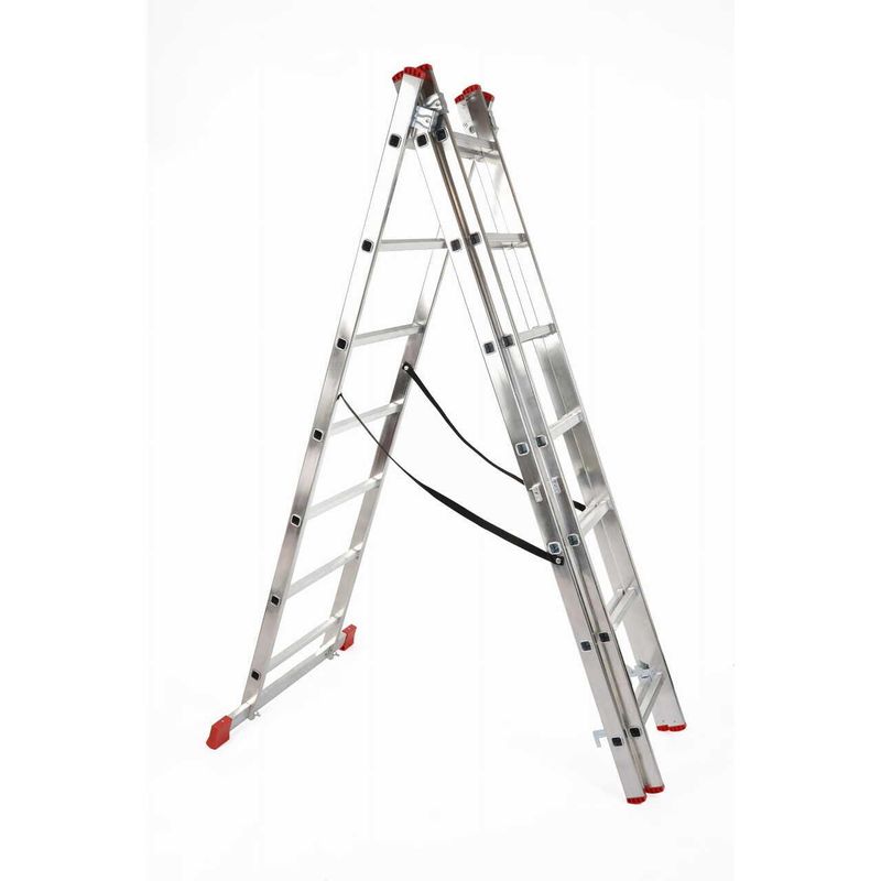 Casa si Gradina - Constructii - Scari si accesorii interioare - Scari aluminiu/ otel - Scara aluminiu, Metalkas, 3 tronsoane, 7 trepte, max 150 kg, 1.9-3.47 m - Infinity.ro