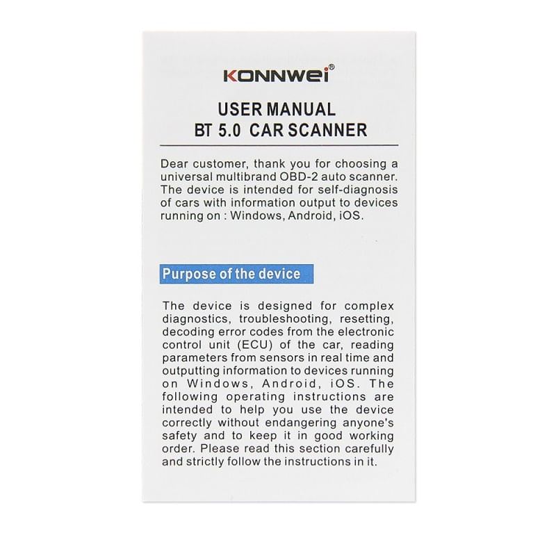 Auto si Moto - Reparatii si depanare - Sisteme de diagnoza - Instrument de scanare si diagnosticare auto, KONNWEI KW902, Mini ELM327, Bluetooth 5.0, OBD2, Compatibil Cu Android - Infinity.ro