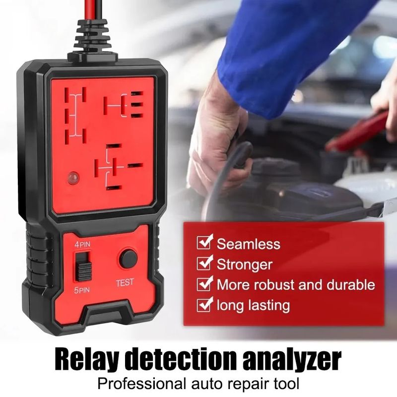 Auto si Moto - Reparatii si depanare - Scule auto - Testere si multimetre - Tester pentru Relee Auto cu Indicator LED, Techstar® CNBJ707, Compatibil 4 si 5 Pini - Infinity.ro